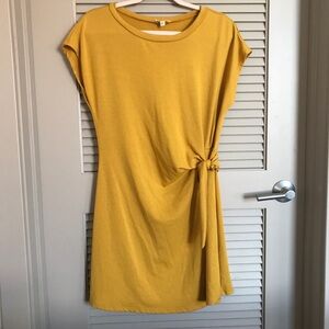 See You Monday Yellow Tie Front Medium Mini Sheath Dress